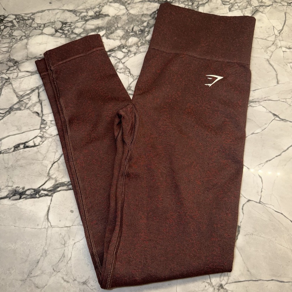 Gymshark Women's Small Vital Seamless Leggings Marled Brown Red Maroon